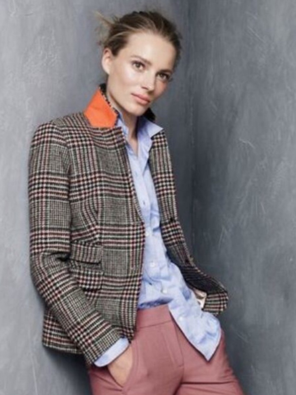 J.Crew Schoolboy Wool Plaid Blazer Size 4 Gold Buttons Academia Equestrian